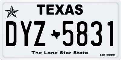 TX license plate DYZ5831
