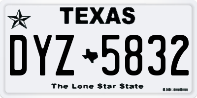 TX license plate DYZ5832