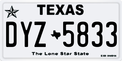 TX license plate DYZ5833