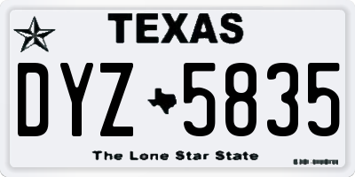 TX license plate DYZ5835
