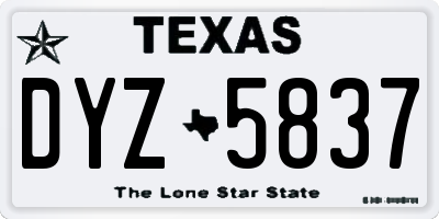 TX license plate DYZ5837