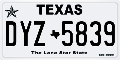 TX license plate DYZ5839