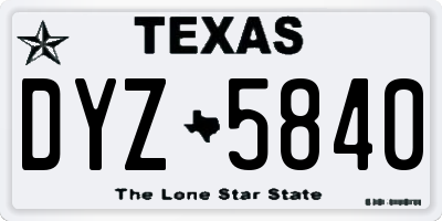 TX license plate DYZ5840