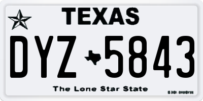 TX license plate DYZ5843