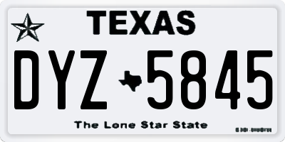 TX license plate DYZ5845