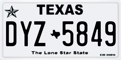 TX license plate DYZ5849