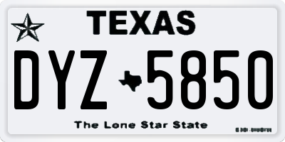 TX license plate DYZ5850