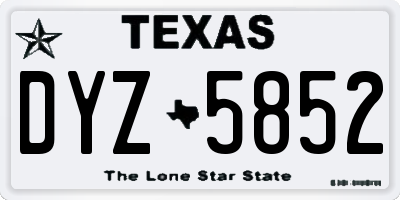 TX license plate DYZ5852