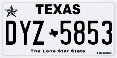 TX license plate DYZ5853