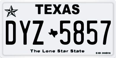 TX license plate DYZ5857
