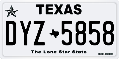 TX license plate DYZ5858