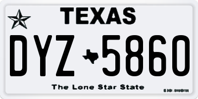 TX license plate DYZ5860