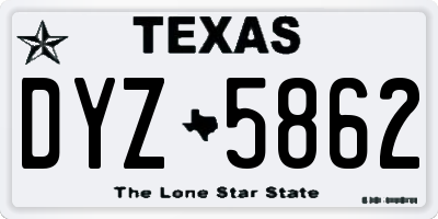 TX license plate DYZ5862