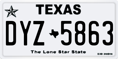 TX license plate DYZ5863