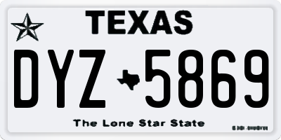 TX license plate DYZ5869