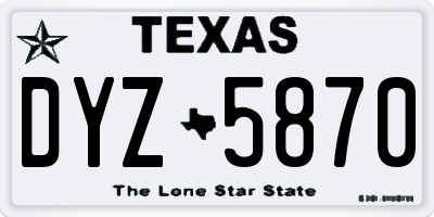 TX license plate DYZ5870