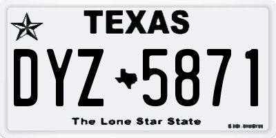 TX license plate DYZ5871
