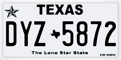 TX license plate DYZ5872