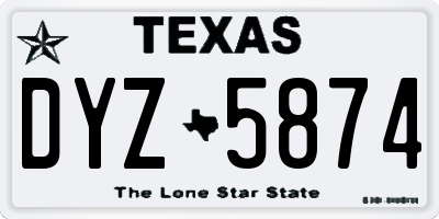 TX license plate DYZ5874