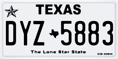 TX license plate DYZ5883