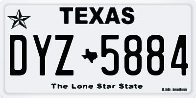 TX license plate DYZ5884