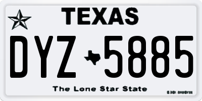 TX license plate DYZ5885