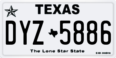 TX license plate DYZ5886