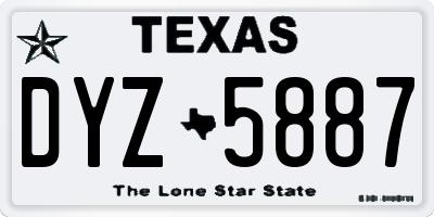 TX license plate DYZ5887