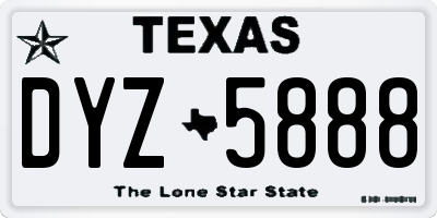 TX license plate DYZ5888