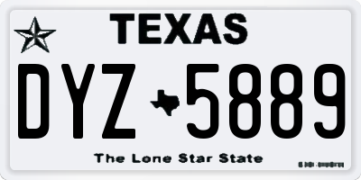 TX license plate DYZ5889