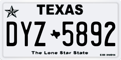 TX license plate DYZ5892
