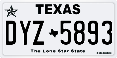 TX license plate DYZ5893