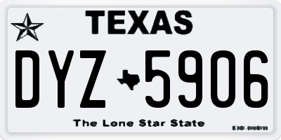 TX license plate DYZ5906