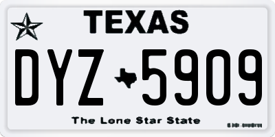TX license plate DYZ5909