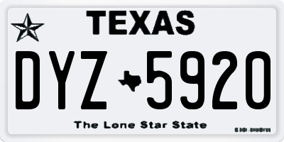 TX license plate DYZ5920