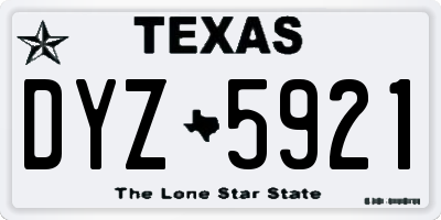 TX license plate DYZ5921