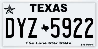 TX license plate DYZ5922