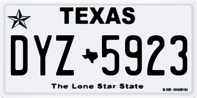 TX license plate DYZ5923