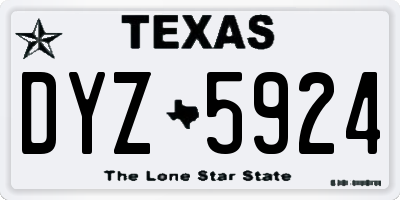 TX license plate DYZ5924