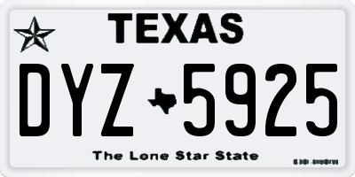 TX license plate DYZ5925