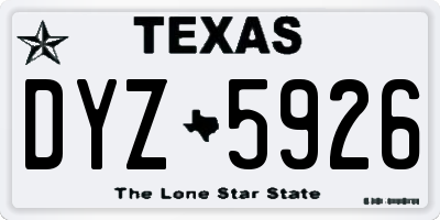TX license plate DYZ5926