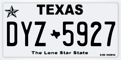 TX license plate DYZ5927