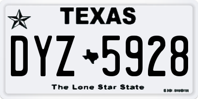 TX license plate DYZ5928