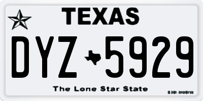 TX license plate DYZ5929