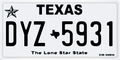 TX license plate DYZ5931