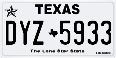 TX license plate DYZ5933