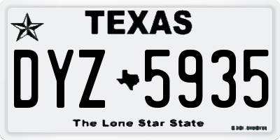 TX license plate DYZ5935