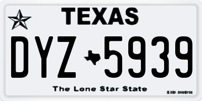 TX license plate DYZ5939