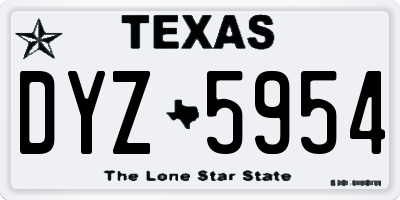 TX license plate DYZ5954