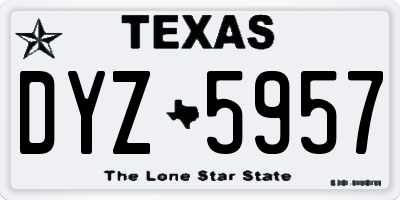 TX license plate DYZ5957
